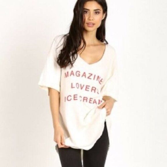 Wildfox Magazines, Lovers, Ice Cream Oversized V-neck Tee - Picture 1 of 4